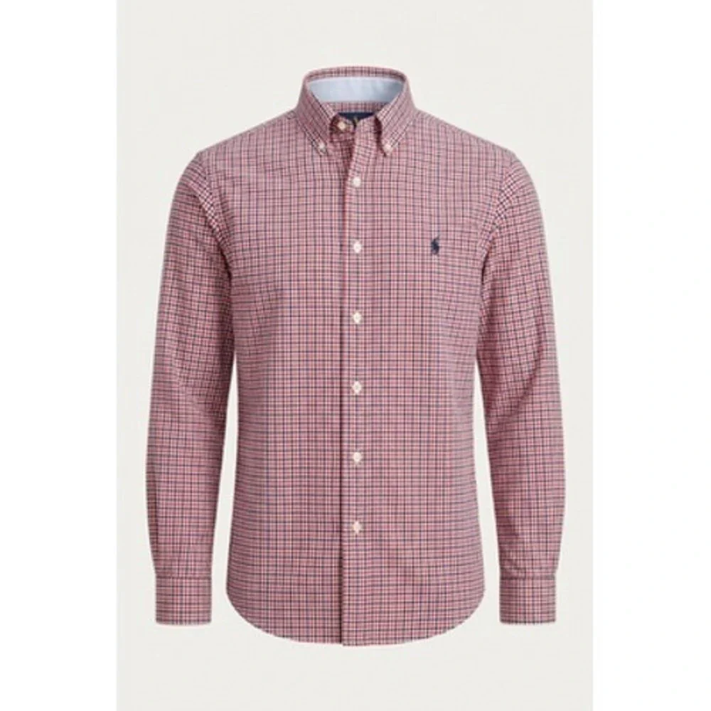 Ralph Lauren Shirt Boys Large 14-16 Red Preppy Gingham Button Down Long Sleeve
